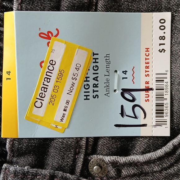 CAT & JACK High Rise Straight Ankle Length Super Stretch Faded Black Jeans NWT - Picture 2 of 6